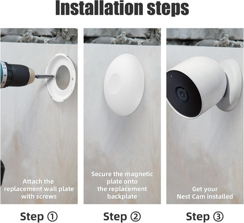 2 Pack Wall Mounting Plate Replacement for Google Nest Cam Battery, Locking Collar/Wall Anchors Compatible with Nest