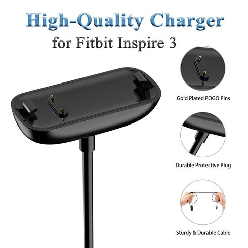 Meliya Charger Cable for Fitbit Inspire 3, Replacement USB Charging Cradle Dock Stand (3.3 ft)