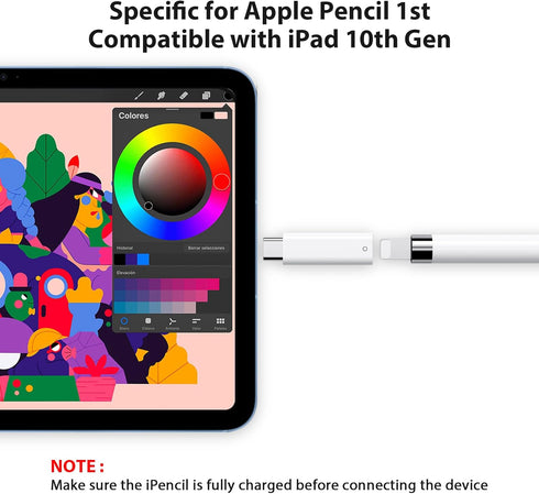 USB C Pencil Adapter for Apple Pencil 1st Generation, USB-C to Lightning Charger Adapter for iPad 10
