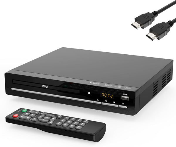 Wxjwyt Region Free DVD Player with 1080p HDMI Upscaling, Compact Multi-Format CD/DVD/USB Player