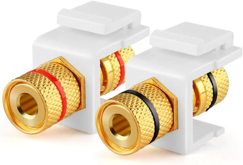 TNP Banana Jack Keystone Insert, Set of 4, Stereo Speaker Banana Connector Binding Post Snap in Adapter Socket