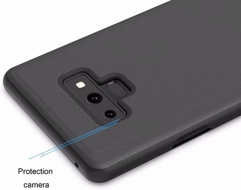 Omorro Case for Galaxy Note 9, Luxury Clear View Electroplate Mirror Flip Wallet
