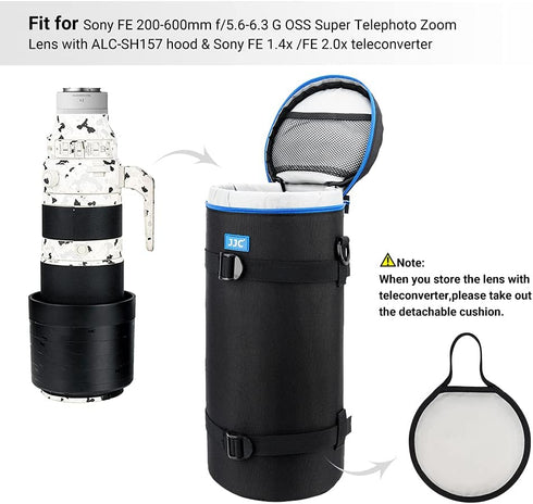 JJC Camera Lens Pouch Case for Sony FE 200-600mm, Nikon Z 600mm & 180-600mm Lens, Zipper Polyester Bag