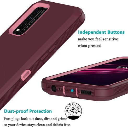 Annymall for T-Mobile Revvl V Plus 5G Case, Full Body Heavy Duty Shockproof Triple Layer with Built-in Screen Protector