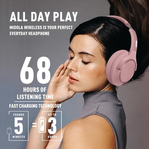 Over Ear Bluetooth Headphones 68H Playtime, 6 EQ Wireless Headset with Microphone, HiFi Stereo, Lightweight Deep Bass