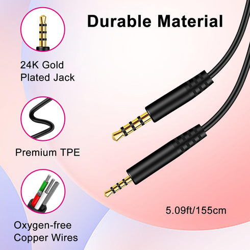 Replacement Audio Cable for Bose Headphones, 2.5mm Male to 3.5mm Male Aux Cord with Mic for QC25 QC35 NC700