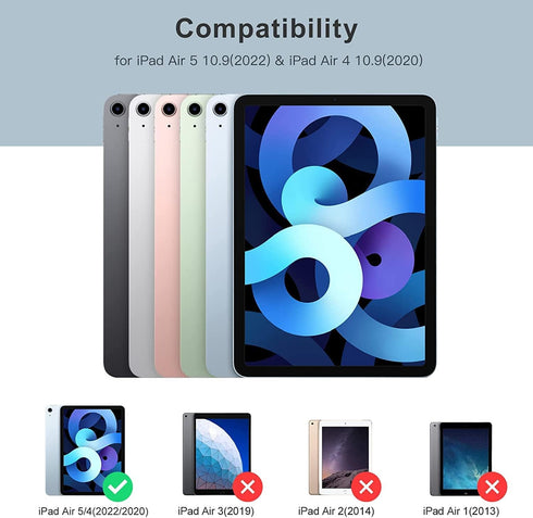 BMOUO Kids Case for iPad Air 5th/4th Generation 2022/2020, Shockproof Handle Stand with Built-in Screen Protector