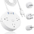TESSAN European Travel Plug Adapter - US to UK Power Strip with 6 Outlets, 4 USB Ports, 5ft Extension Cord