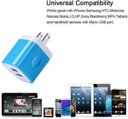 Charging Block, Wall Charger Sicodo 3-Pack Dual Port USB Home Travel Wall Charger Plug Compatible with iPhone 15, 14,