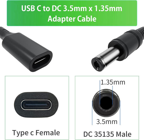 Varbmt 2Pack 15W 5V 3.5mm 1.35mm 3.28Ft PD USB C to DC x Adapter Cable, Type C Female to DC Power Charger Converter