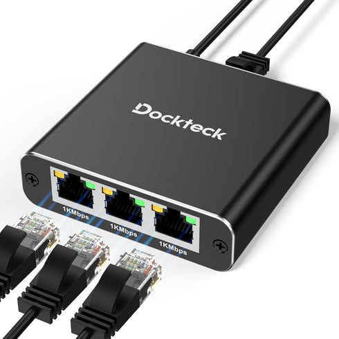 dockteck Ethernet Splitter 1 to 3 1000Mbps, Internet Cable Splitter 1 in 3