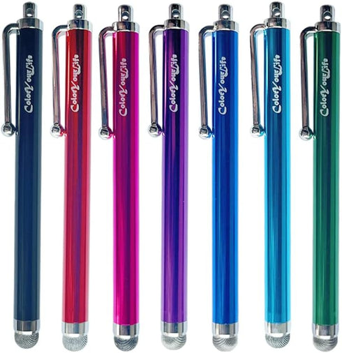 7 Pack Micro-Knit Hybrid Fiber Tip Universal Capacitive Stylus Pens for iPad,iPhone, Android Smart Phone, Tablet Laptop and Cleaning Cloth
