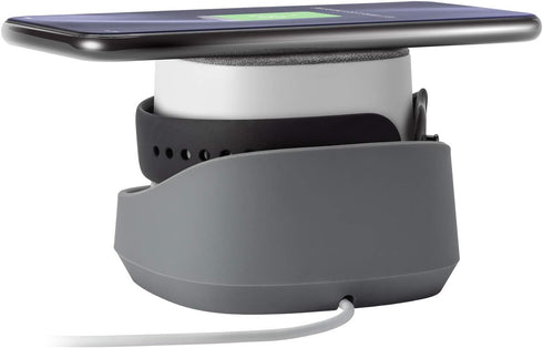 Ventev Wireless Charger Watchdock Duo, Qi 10W Fast Charger, Dual Charging Docks for iPhone and Apple Watch, Light Gray
