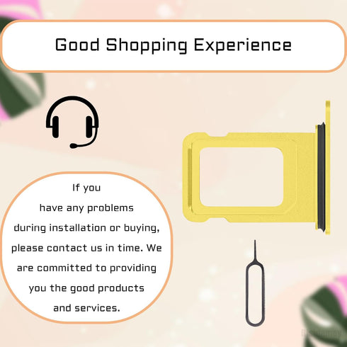 14 14 SIM Card Tray Holder Slot Replacement for iPhone (Yellow) with Waterproof Rubber Seal Ring and Removal Tool Open