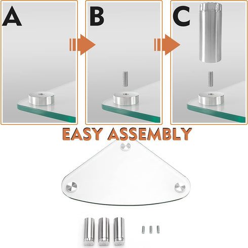 HD01T-003 Hemudu Clear Glass Computer Monitor Riser / Triangle Desktop Universal Corner Stand for Computer Monitor