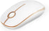 VssoPlor Wireless Mouse, Slim Portable 2.4G Computer Mice with Nano Receiver for Notebook, PC, Laptop (White and Gold)