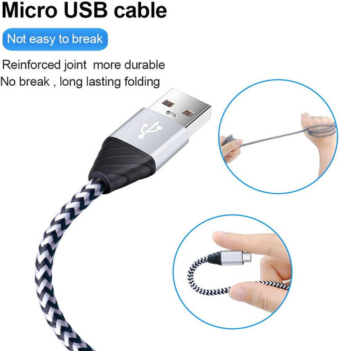 6FT Fast Charger Micro USB Cable & 2.1A Dual Wall Charger for LG Stylo 2/3, G3/G4, K30/K20 Plus, Kindle Fire 7/8/10.