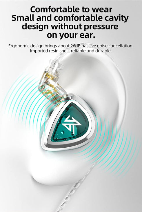 KZ EDC in-Ear Monitors, HiFi Stereo IEM Wired Noise Isolating Earbuds with Detachable Cable for Musicians (with Mic)