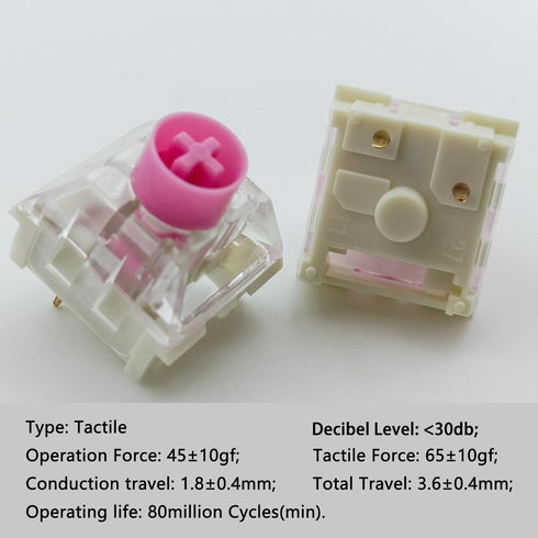 Silent Keyboard Switches,Kailh Box Silent Pink Switches for Mechanical Keyboard,3-pin 35gf Linear/Typing&Gaming/Waterproof Switches(Mute Pink,10Pcs) by Zjmehty