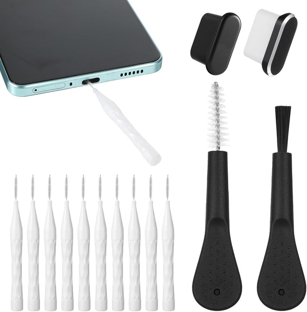 Aphumedc 16 Pack Phone Charger Port Cleaner Kit, Anti-Clogging Mini Brushes Cleaner, Reusable