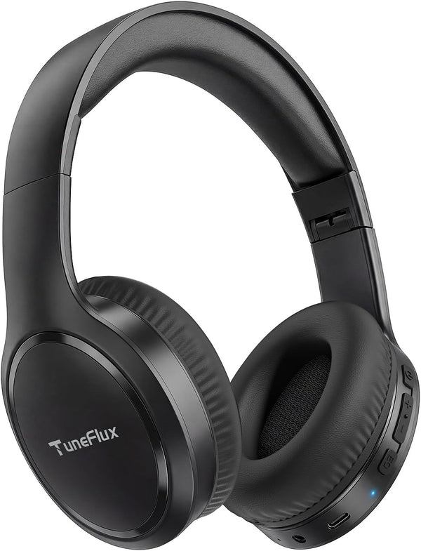 TuneFlux Bluetooth Headphones,70H Playtime Bluetooth 6.0 Wireless Headphones,3 EQ Music Modes Foldable