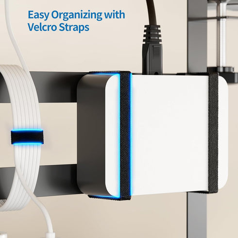 Yecaye Under Desk Cable Management Tray, No Drill Clamp Mount Metal Cable Management Tray with Desk Protection Pads