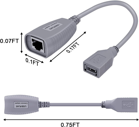 USB to Cat5 Adapter, USB Extender Ethernet Up to 164ft/50m, Supports USB1.1 Protocol, Compatible with USB2.0