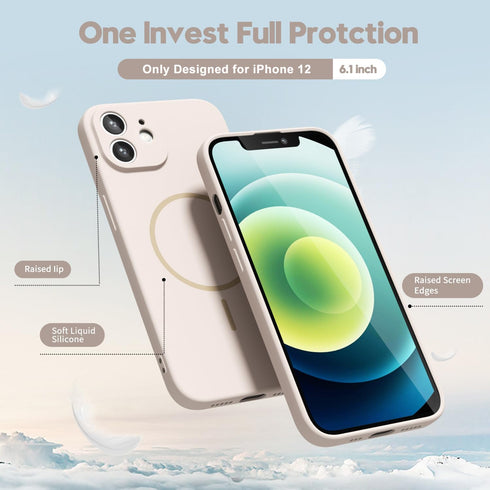 oakxco 12 for iPhone Case Silicone Mag Safe, Magnetic Slim Thin Phone Case Compatible with Magsafe, Women Girls Cute