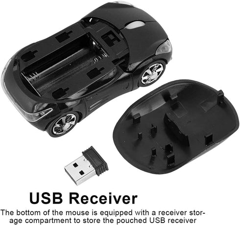 Yoidesu Wireless Mouse, 2.4G High-Precision Optical Mouse with Receiver Compartment, Mini Bluetooth Mouse (Black)