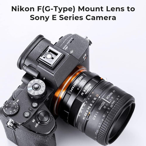 K&F Concept Lens Mount Adapter NIK(G)-NEX IV, Manual Focus for Nikon F (G-Type) Lens and Sony E Mount Camera