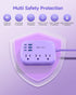 Beeiker 6 USB(3 5Ft 24W 3 USB C) Purple Travel Power Strip- Purple Extension Cord with USB Charging Station