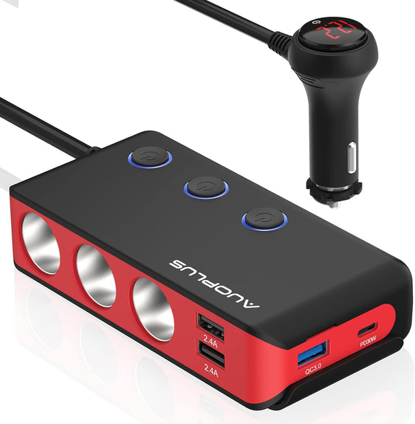 Car Cigarette Lighter Adapter, 30W USB C Charger with Quick Charge 3.0, Fast USB Charger for iPhone 14/13/12 Pro