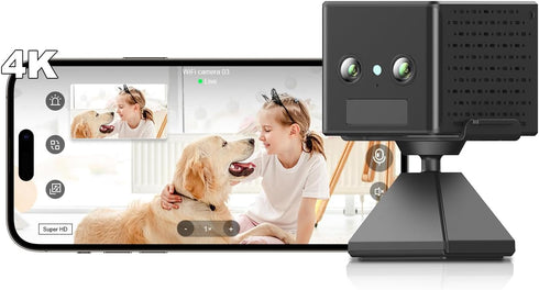 HIGSEEU 4K Wireless Security Camera, WiFi Indoor Camera, Cameras for Home Security, Baby