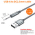JXMOX USB Charger Cord 2.5mm, (2-Pack 3ft) Replacement DC Charging Cable (Grey)