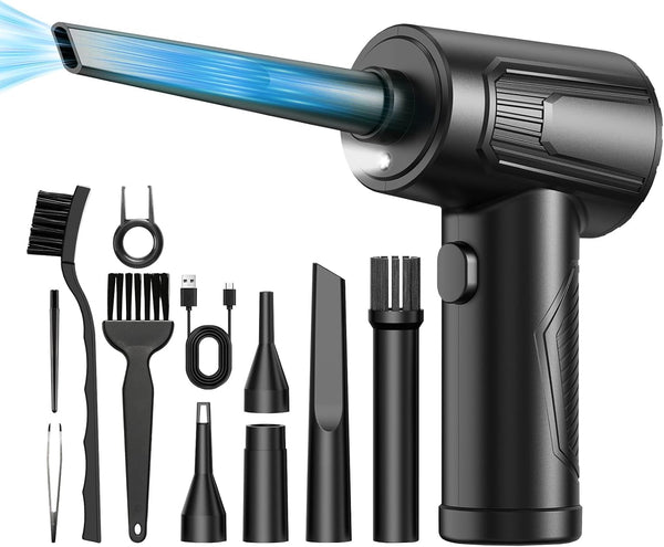11-in-1 Compressed Air Duster-3-Gear Adjustable 120000 RPM Electric Air Duster with LED