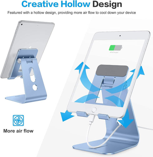 OMOTON Adjustable Tablet Stand for Desk, T2 Tablet Holder with Longer Arms for Greater Stability