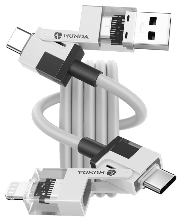HUNDA 4 in 1 USB C to C Fast Charging Cable, 100W Dual Type C Cable Combo for iPhone 15/15 Pro/Max