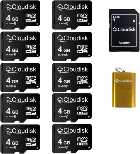 Cloudisk Pack of 10 Micro SD Card 4GB Flash Memory Card C6 Micro