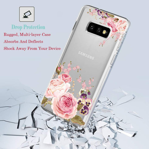 Case for Galaxy S10e 5.8 Inch, Slim Shockproof Clear TPU Floral Protective Case Cover for Samsung Galaxy S10e