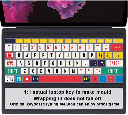 English Silicone Keyboard Cover for Microsoft Surface Pro 4/7 - Creative Rainbow Font for 12.3-Inch Keyboard