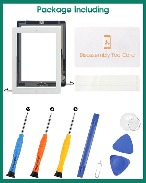 SRJTEK Touch Screen Replacement for iPad 4 4th Gen A1458 A1459 A1460, Includes Home Button and Adhesive