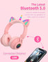 Unicorn Kids Headphones for girls,Unicorn Bluetooth headphones Foldable for Girls Toddlers Tablet/phones/amazon fire,Light Up kids wireless headphone Birthday Gifts (stn27 Pink)