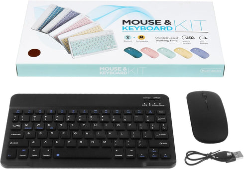 Ultra-Slim Bluetooth Keyboard and Mouse Combo - Rechargeable Wireless Set for PC, Tablet, and Smartphone