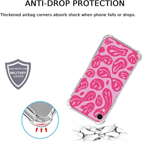 Pink Melting Smile Face Case for iPhone XR, Aesthetic Trippy Smiling Face TPU Bumper Cover for Teens Men Women