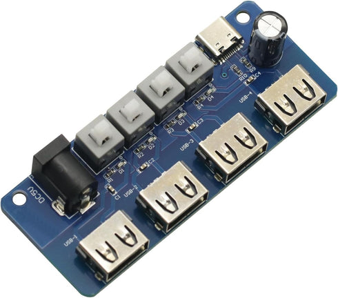 GODIYMODULES 5V 4-Way Power Expansion Module Button Control Power Supply USB Distribution Board Power Supply Hub