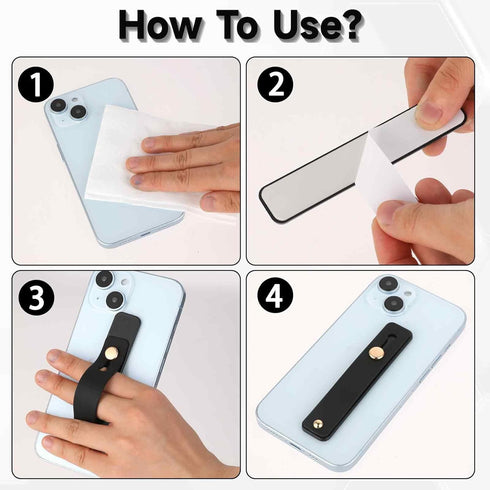 2 Pcs Universal Phone Loop Finger Holder, Portable Grip Strap for Phone Case, Suitable for Most Mobile Phones (Black)