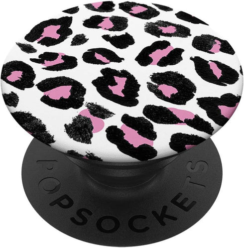 Pink White Leopard Pattern Animal Print Glam PopSockets PopGrip: Swappable Grip for Phones & Tablets