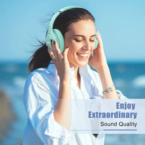 Bluetooth Wireless Headphones Over Ear, BERIBES 65H Playtime, 6 EQ Music Modes, HiFi Stereo, Lightweight Headset, Green