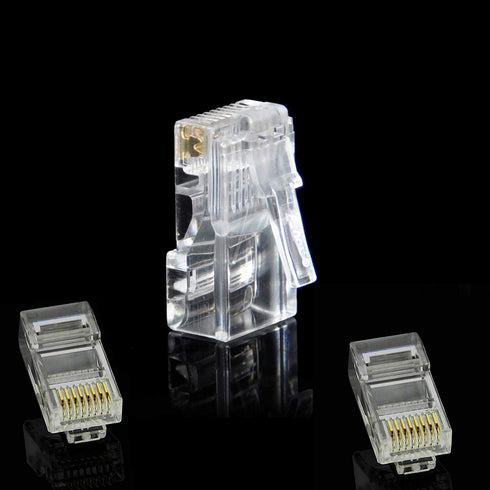 RJ45 Cat5 Cat5e Connectors End Pass Through Gold Plated 8P8C UTP Ethernet Network Plug (100Pack)