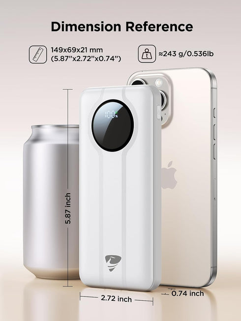 Aioneus 10000mAh 22.5W Pack 16 15 14 13 12 S24 A15 Phone(1 Pack) Power Bank, Portable Charger with Built in Cables Fast